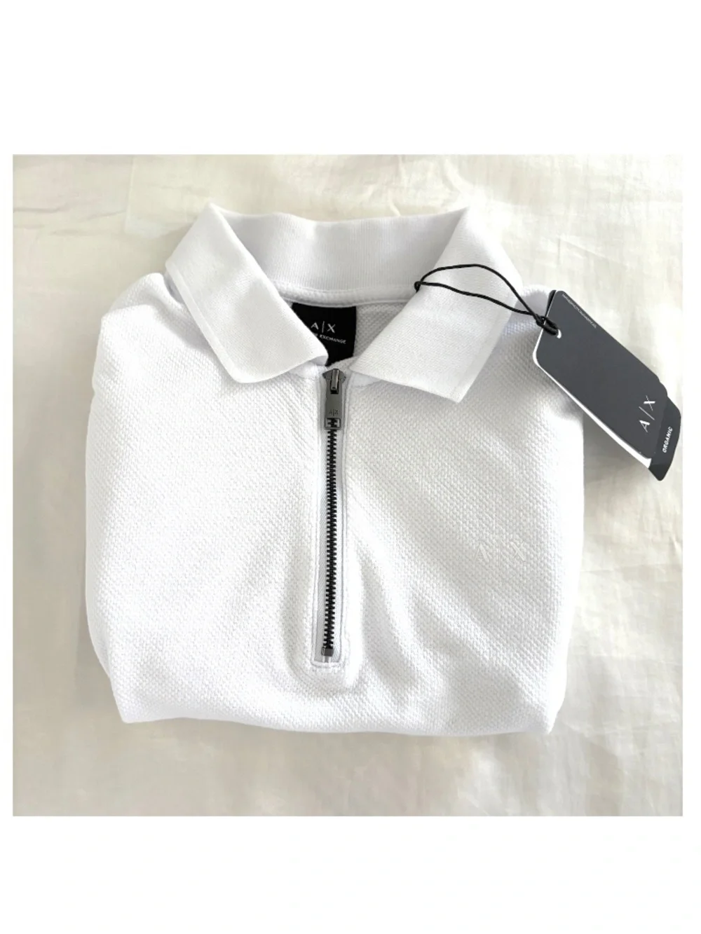 ARMANI EXCHANGE AX Zip Polo in White (Size: XS Slim-Short) NEW $120 MSRP